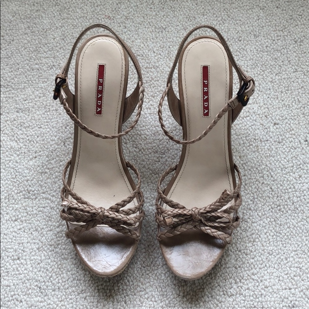 Prada Tan Wedges